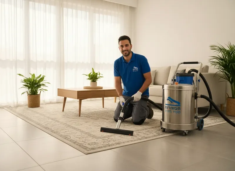 טכנאי ניקיון שטיחים מקצועי בעבודה