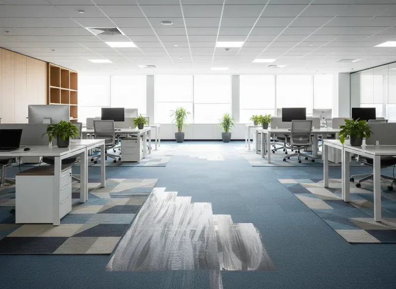 משרד נקי עם שטיחים לאחר שירות ניקיון מקצועי